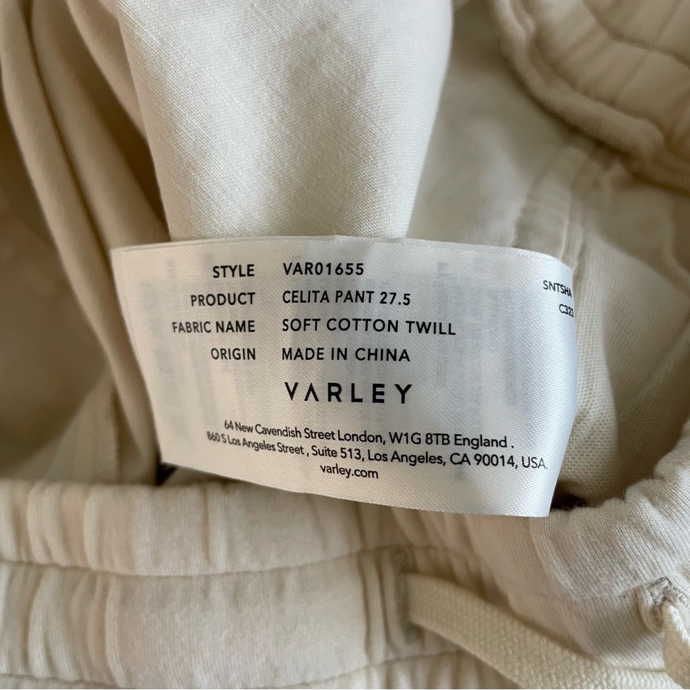 Varley Celita 27.5” Jogger Pants XL Soft Cotton Twill Ivory White Relaxed Fit - Picture 11 of 12
